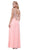 Sleeveless Beaded V Neck Lace Bodice Long Gown