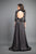 Rachel Allan - 8349 Plunging V-neck Satin Jumpsuit in Black