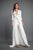 Rachel Allan - 8349 Plunging V-neck Satin Jumpsuit in White