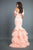 Rachel Allan - 8355 Satin Off-Shoulder Ruffled Mermaid Dress in Pink