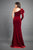 Rachel Allan - 8359 Velvet Ruffled One Shoulder Sheath Dress in Red