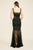 Tadashi Shoji - Illusion Lace Banded Bustier Long Gown In Black and Neutral