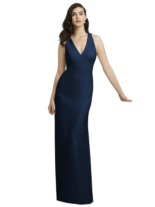 Dessy Collection - 2938 Sleeveless V-neck Crepe Sheath Dress In Blue