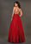 Rachel Allan Couture - 8375 Embroidered Deep V-neck Tulle Ballgown in Red