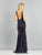 Dave & Johnny - A8376 Plunging V-Neck Fitted Sheath Gown In Purple
