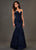Rachel Allan Couture - 8386 Embroidered Deep Sweetheart Mermaid Gown in Blue
