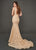 Rachel Allan Couture - 8388 Lace Embroidered Deep V-neck Trumpet Gown In Neutral