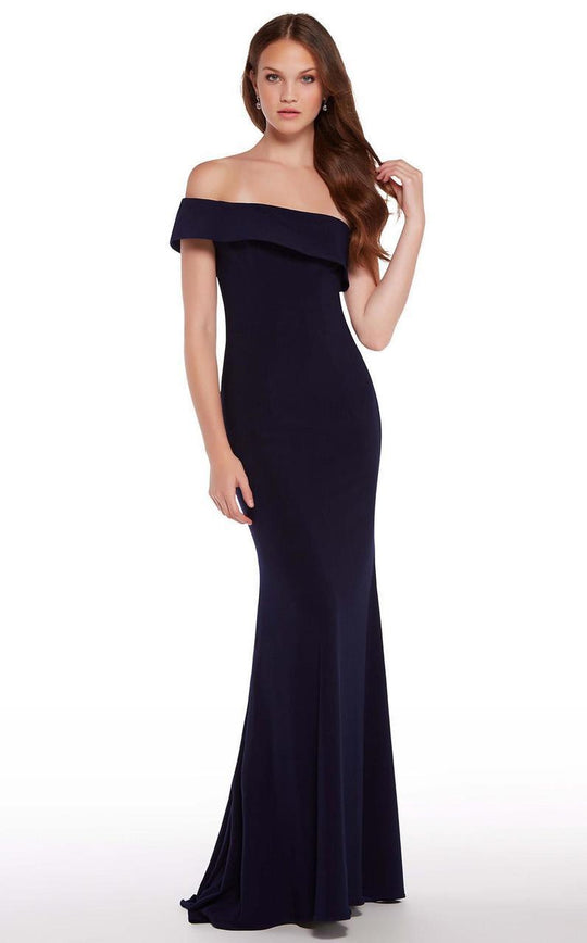 Alyce Paris - 59997 Off Shoulder Fitted Evening Dress In Blue