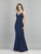 Dave & Johnny - A8399 V-Neck Fitted Mermaid Evening Gown In Blue