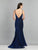 Dave & Johnny - A8399 V-Neck Fitted Mermaid Evening Gown In Blue