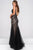 JVN41356 Sequined Plunging Tulle Trumpet Gown