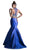Cinderella Divine - 84016 Two-Piece Beaded High Halter Mermaid Gown In Blue