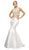 Cinderella Divine - 84016 Two-Piece Beaded High Halter Mermaid Gown In White
