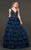 Rachel Allan Couture - 8407 Bead Embellished Ruffled Ballgown In Blue