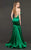 Rachel Allan Couture - 8408 Deep V-neck Stretch Satin Mermaid Dress In Green