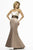 Alexia Designs - 840 Strapless Pleated Satin Mermaid Dress In White and Brown