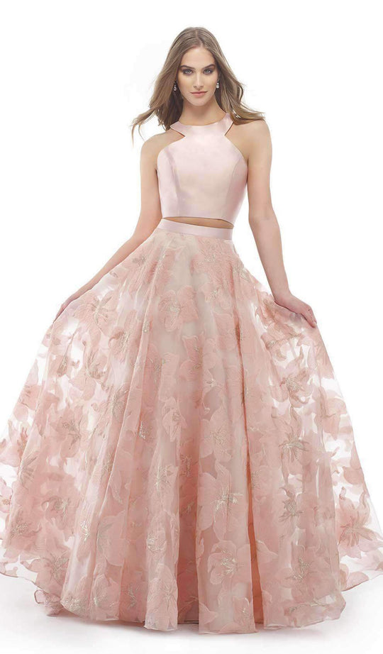 Morrell Maxie Two Piece Mikado Jacquard Print Dress in Pink