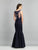 Dave & Johnny - A8411 Bead Embroidered Mermaid Evening Gown In Blue