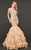 Rachel Allan Couture - 8414 Embellished Deep V-neck Mermaid Dress In Neutral and Silver