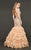 Rachel Allan Couture - 8414 Embellished Deep V-neck Mermaid Dress In Neutral and Silver