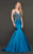 Rachel Allan Couture - 8416 Beaded Stretch Satin Mermaid Gown In Blue