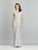 Dave & Johnny - A8416 V-Neck Fitted Sheath Evening Dress In Silver
