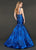 Rachel Allan Couture - 8417 Lace Appliqued Trumpet Evening Gown In Blue