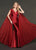 Rachel Allan Couture - 8420 Lace Embroidered Trumpet Dress with Cape  In Red