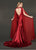 Rachel Allan Couture - 8420 Lace Embroidered Trumpet Dress with Cape  In Red