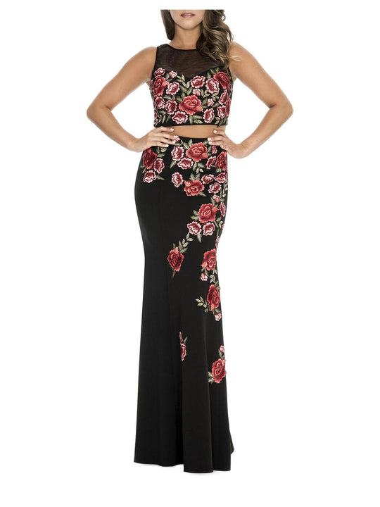 Decode 1.8 - Two-Piece Floral Print Long Dress 184069 in Black