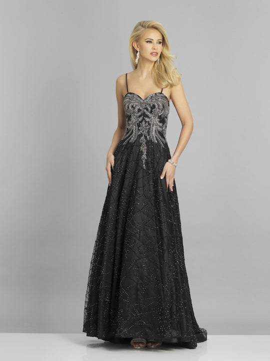 Dave & Johnny - A8441 Embroidered Sweetheart A-line Gown In Black