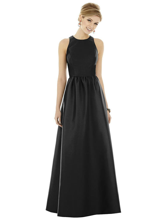 Alfred Sung - D707 Sleeveless Keyhole Back Sateen Twill Dress In Black