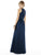 Alfred Sung - D707 Sleeveless Keyhole Back Sateen Twill Dress In Blue