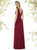 Social Bridesmaids - 8157 V-Neck Ruched A-Line Evening Gown In Red