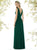 Social Bridesmaids - 8157 V-Neck Ruched A-Line Evening Gown In Green