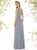 Social Bridesmaids - 8157 V-Neck Ruched A-Line Evening Gown In Gray