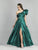 Dave & Johnny - A8481 Ruffled Asymmetric A-line Gown With Slit In Green