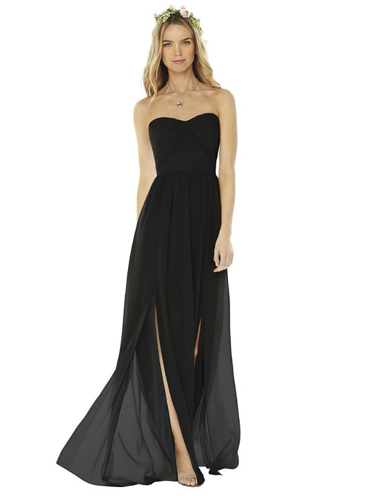 Social Bridesmaids - 8159 Strapless Pleated Bodice A-Line Dress In Black