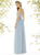 Social Bridesmaids - 8159 Strapless Pleated Bodice A-Line Dress In Blue