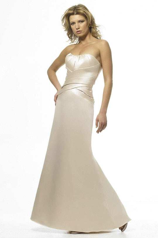 Alexia Designs - 848 Strapless Pleated Ornate Satin Gown In Neutral