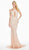 Ashley Lauren - 1560 Off Shoulder Halter Sequin Evening Dress In Neutral and Pink
