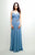 Decode 1.8 - 181489 Surplice Ruched V-Neck Jeweled Chiffon Gown in Blue