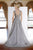 Janique - 85124 Illusion Lace Appliqued Geometric Gown in Grey
