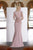 Janique - 85130 Bead Fringed V-Neck Sheath Gown in Pink