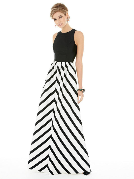 D707P Long Bridesmaid Dress In Ivory Black