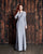 Alexander by Daymor - 853 Embellished Long Sleeve Bateau Fitted Dress In Gray