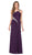 Dancing Queen - 8545 Asymmetrical Jeweled High Slit Prom Gown in Purple