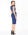 Mac Duggal - 85523R Cap Sleeves V-neck Sheath Cocktail Dress In Blue