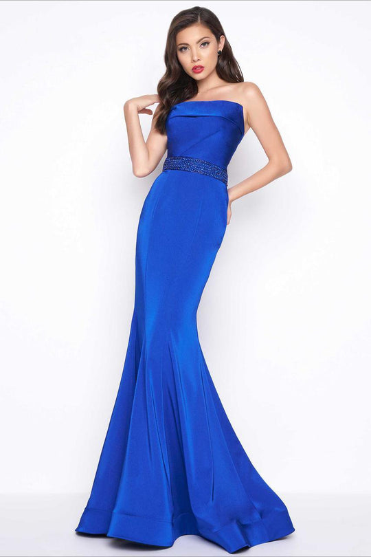 Mac Duggal - Black White Red Style 85602R in Blue