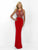 Blush - X305 Embellished Illusion Jewel Sheath Dress In Red